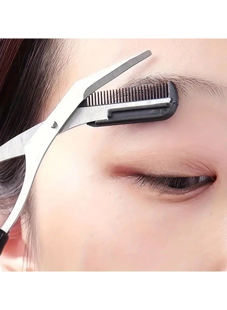 جلوسكي مقص الحاجب مع مشط، مقص الفولاذ المقاوم للصدأ، مقص ماكياج الحواجب السلامة رقم - Image 5