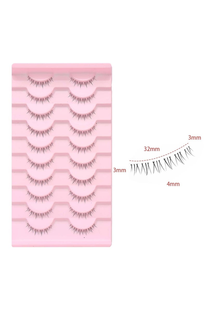 Bottom Lashes Strip Clear Band Lower Lashes Natural Lower Eyelashes Extension Cosplay Bottom Eyelashes Reusable 10 Pairs - Image 3