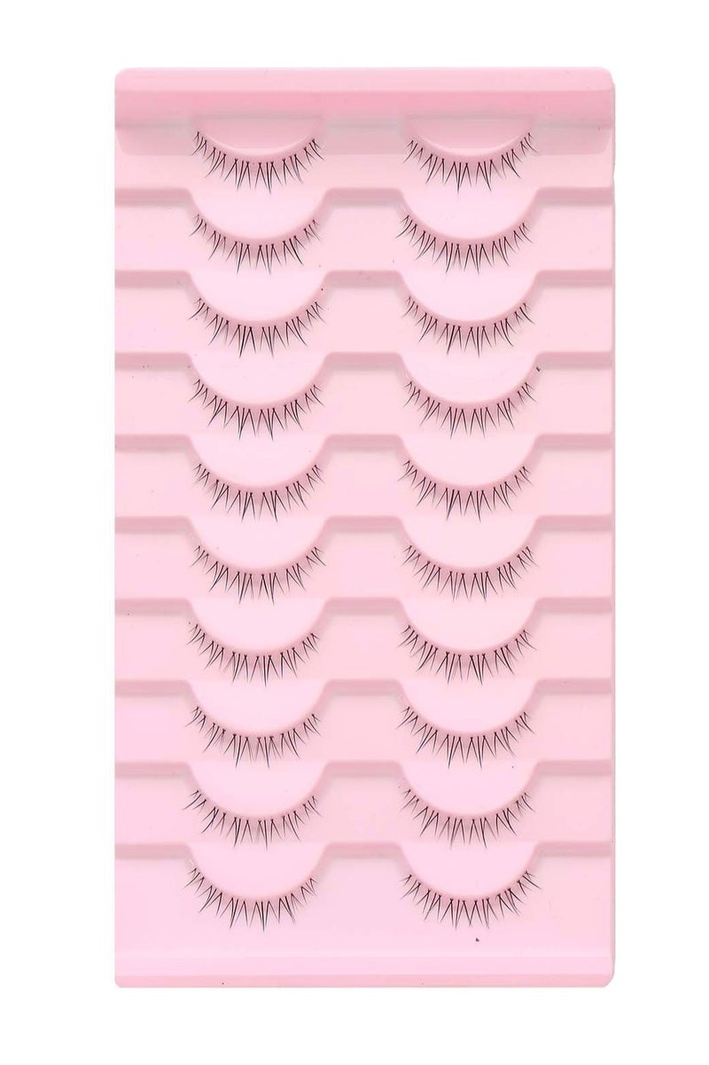 Bottom Lashes Strip Clear Band Lower Lashes Natural Lower Eyelashes Extension Cosplay Bottom Eyelashes Reusable 10 Pairs - Image 1
