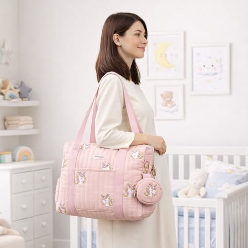 GOBABYMART 3pc Diaper Bag Tote Set, Hospital Bag for Labor & Delivery, Maternity Travel Bag with Changing Pad & Pacifier Case - Image 2