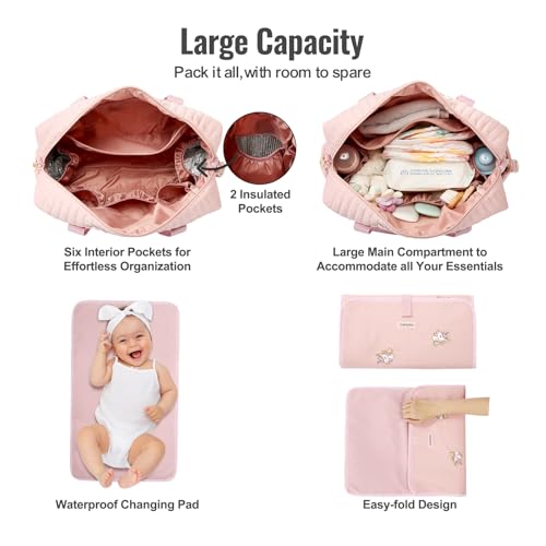 GOBABYMART 3pc Diaper Bag Tote Set, Hospital Bag for Labor & Delivery, Maternity Travel Bag with Changing Pad & Pacifier Case - Image 4