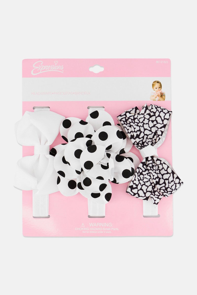 Expressions Toddlers Girl 3Pcs Allover Print Headwraps, Multicolor - Image 1