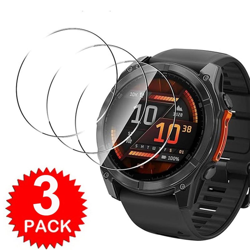 Set Of 3 Transparent Tempered Glass Screen Protectors For Fenix 7 And Fenix 7 Pro Smartwatches Also Compatible With Fenix 8 47mm 51mm Models 6 6S 6X Pro Forerunner 45 55 165 245 255 965 955 945 Vivoactive 3 - Image 1