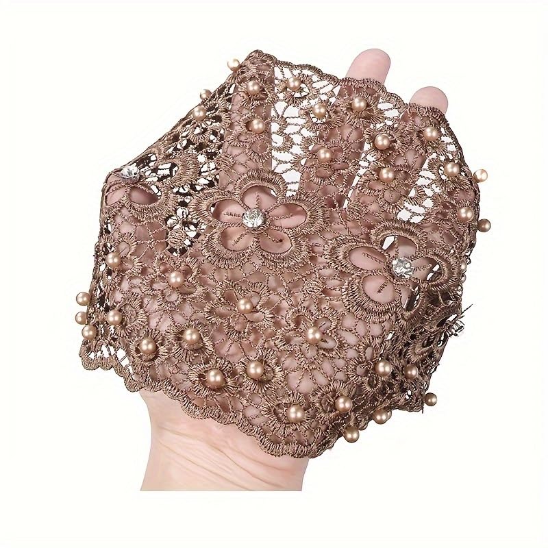 BWOGUE BWOGUE Lace Headband for Women Elastic Wide Lace Pearl Floral Crochet Lace Band Boho Bandana Hair Turban Head band Bohemian Headpiece Vintage Fashion Hair Accessories for Women Girls Yoga Gym Sports Brown Pack1 - Image 5