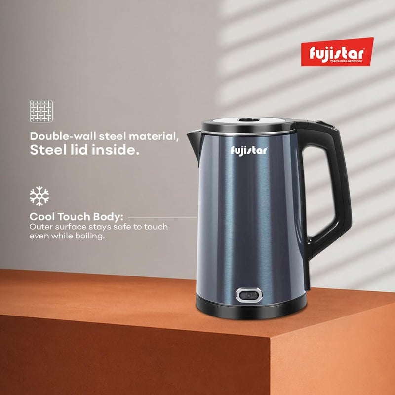Fujistar FSKT403 Electric Kettle, 1.8L, Stainless Steel, Cool Touch Body, Auto Shut-Off, 1500W, 360° Rotational Base - Image 3