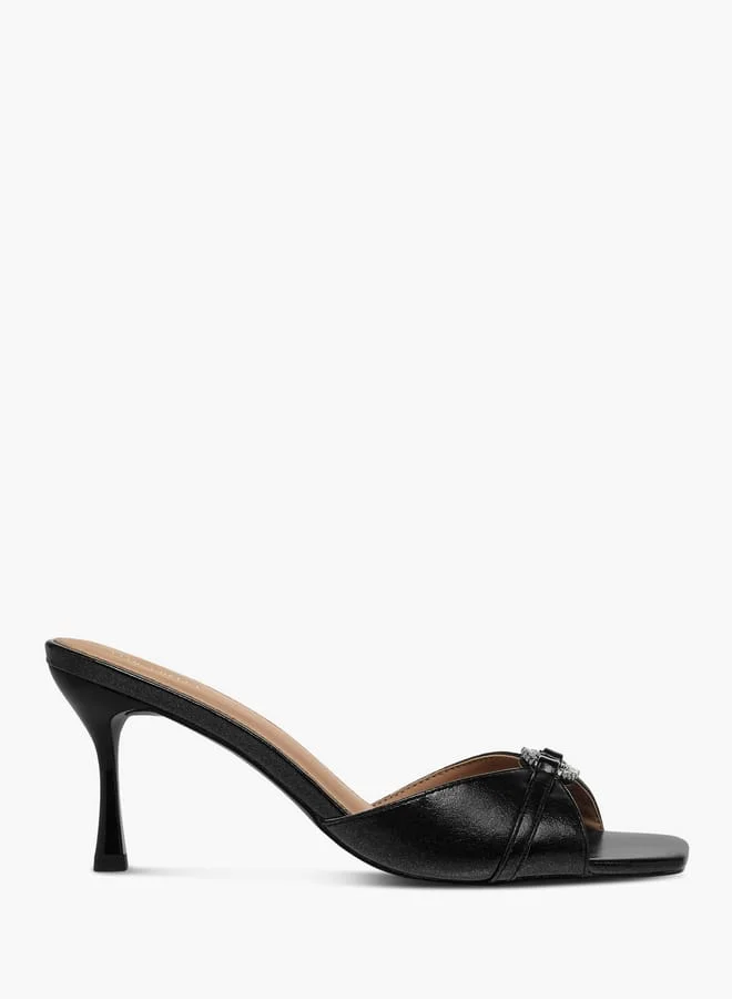 Womens Embellished Slip-On Sandals With Stiletto Heels