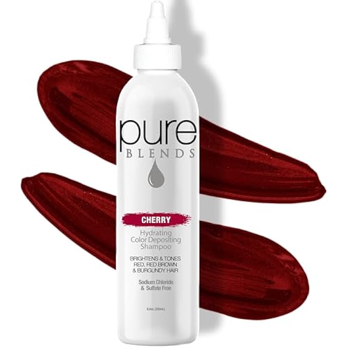 Pure Blends CHERRY HYDRATING COLOR DEPOSITING SHAMPOO BRIGHTEN & TONE COLOR FADED HAIR SEMI PERMANENT HAIR DYE PREVENTS COLOR FADE EXTEND COLOR SERVICE ON COLOR TREATED HAIR 8.5 OZ. - Image 2