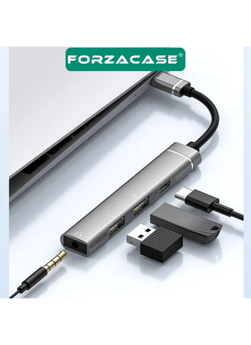 Forzacase 4in1 Type C + 3.5mm Jack + Dual USB Port Replicator Hub Otg Adapter - FC484