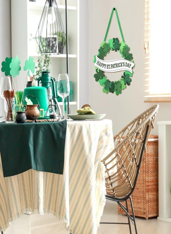 Sophena Wooden St. Patrick's Day Decoration Shamrock Door Wreath for Front Door Sign Wall Signs Clover Spring Decoration, Irish Sign Welcome Hanging for Home Decor Party Outdoor Indoor Supply 3D Glitter - Image 3