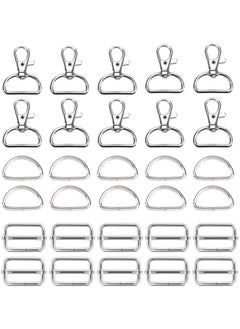 60Pcs Metal Keychain Bulk with Key Chain Swivel Hooks D Rings and Slide Buckles for Handbag Purse Lanyard and Sewing Projects
