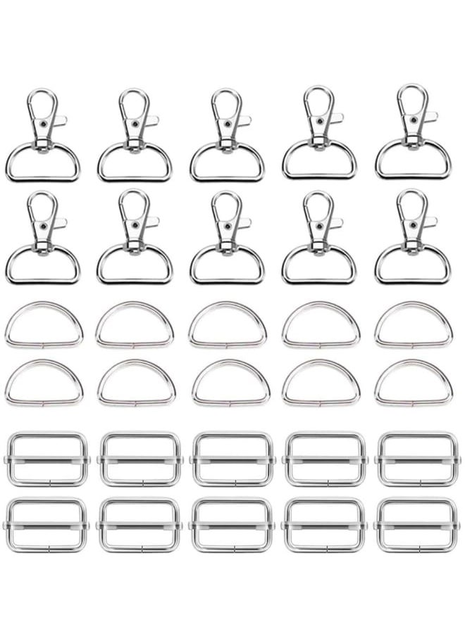 Generic - 60Pcs Metal Keychain Bulk with Key Chain Swivel Hooks D Rings and Slide Buckles for Handbag Purse Lanyard and Sewing Projects - Image 1