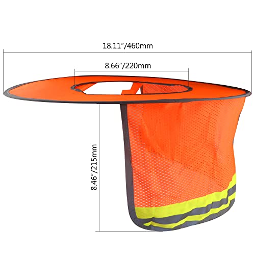 WMYCONGCONG 2 Pack Hard Hat Sun Shield Full Brim Mesh Neck Shield Sun Visor with Reflective Strip for Outdoor Construction Site Hardhats Safety Helmet Accessories, High Visibility Orange - Image 2
