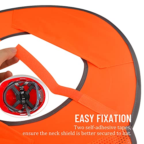 WMYCONGCONG 2 Pack Hard Hat Sun Shield Full Brim Mesh Neck Shield Sun Visor with Reflective Strip for Outdoor Construction Site Hardhats Safety Helmet Accessories, High Visibility Orange - Image 4