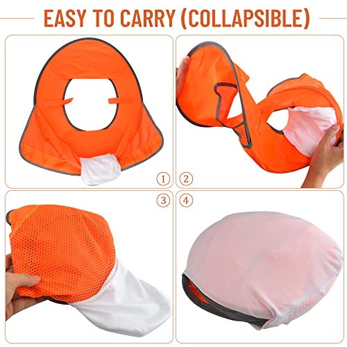 WMYCONGCONG 2 Pack Hard Hat Sun Shield Full Brim Mesh Neck Shield Sun Visor with Reflective Strip for Outdoor Construction Site Hardhats Safety Helmet Accessories, High Visibility Orange - Image 5