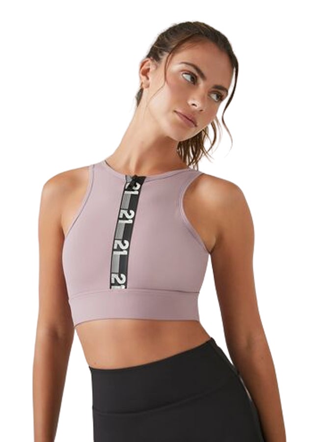 FOREVER 21 26 Graphic Zip-Up Sports Bra - Image 1