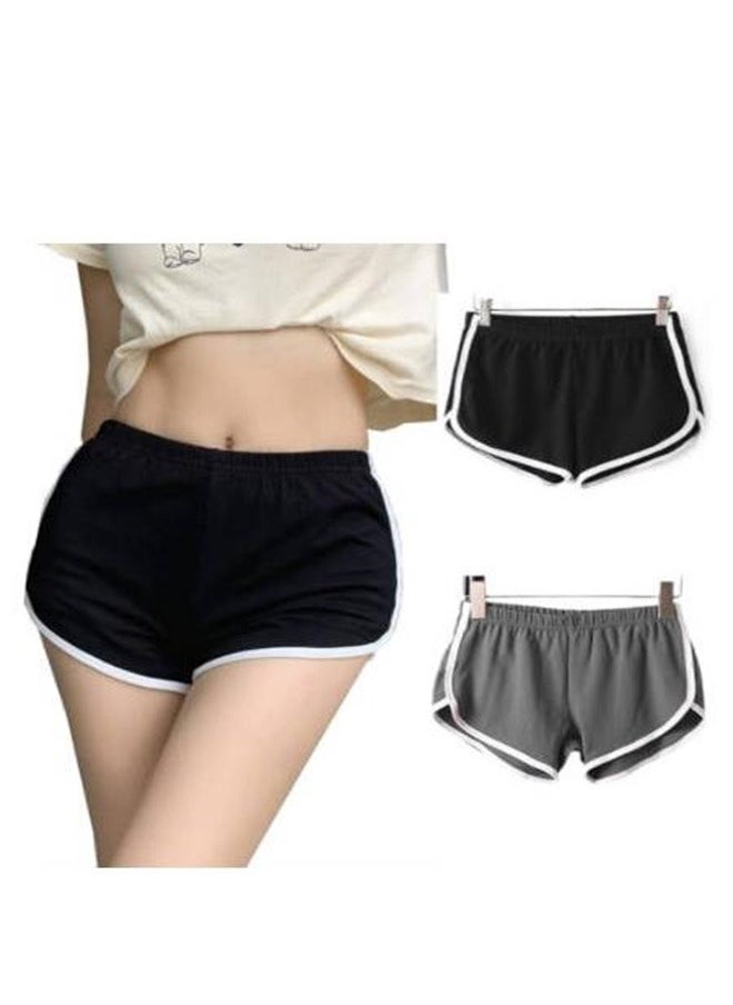 roaiss Women'S Elastic High Waist Fitness Shorts Fashion Solid Color Hip Bag Yoga Shorts Gym Training Shorts Elastic Flat Angle Safety Shorts  - Image 2