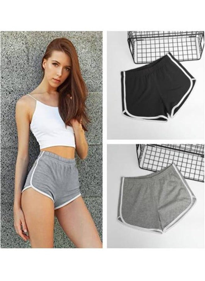 roaiss Women'S Elastic High Waist Fitness Shorts Fashion Solid Color Hip Bag Yoga Shorts Gym Training Shorts Elastic Flat Angle Safety Shorts  - Image 1