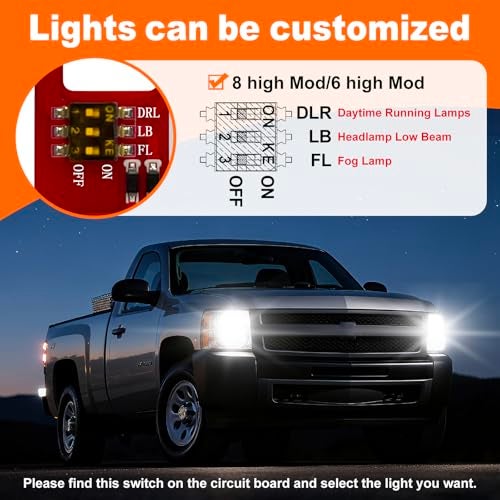 IHOUMEX 8 high Mod Customizable Fog Lamp Low High Beams and DRL Lamp Compatible with 2003-2007 Chevy Silverado GMC Sierra 1500/2500/3500 - Image 3