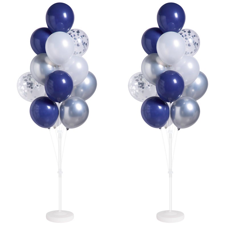 IMISNO Navy Blue Silver Confetti Balloon Column Kit Set of 2 Included-Balloon Column Stand with Base&Pole,Backdrop Decoration for Metallic Chrome Wedding, Baby Shower, Birthday,Gaduation Party Decoration - Image 1