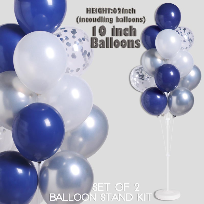 IMISNO Navy Blue Silver Confetti Balloon Column Kit Set of 2 Included-Balloon Column Stand with Base&Pole,Backdrop Decoration for Metallic Chrome Wedding, Baby Shower, Birthday,Gaduation Party Decoration - Image 4