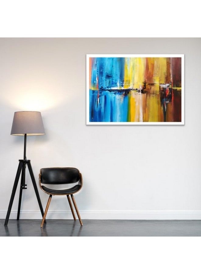 Hand Drawn Hand Created Original Painting by Artist on Canvas Acrylic Colour Wall Art Frameable -Abstract Horizon - 16 inch x 12 inch