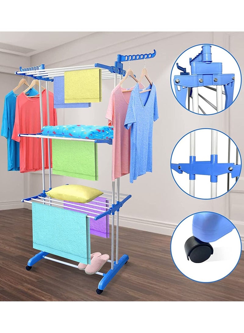 Heavy Duty Full Size Carbon Steel 3-Tier Cloth Drying Rack & Laundry Rack  - Image 2