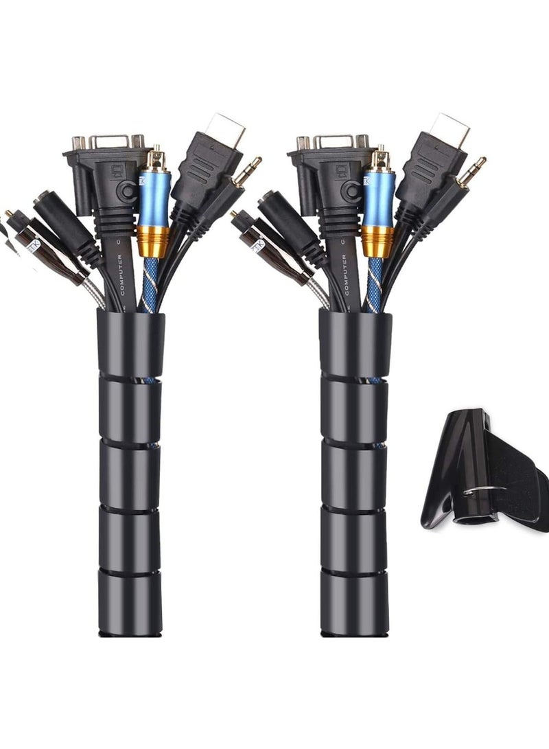 سيوسي أكمام مرتبة للكابلات 2 × 10 م سلك إدارة الكابلات مرتب غطاء واقي للكمبيوتر والتلفزيون والكمبيوتر والمنزل والمكتب منظم سلك DIY مرن - Image 1