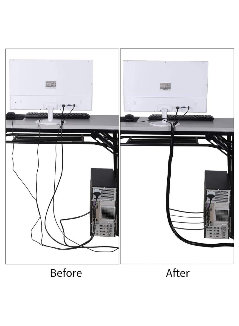 سيوسي أكمام مرتبة للكابلات 2 × 10 م سلك إدارة الكابلات مرتب غطاء واقي للكمبيوتر والتلفزيون والكمبيوتر والمنزل والمكتب منظم سلك DIY مرن - Image 5
