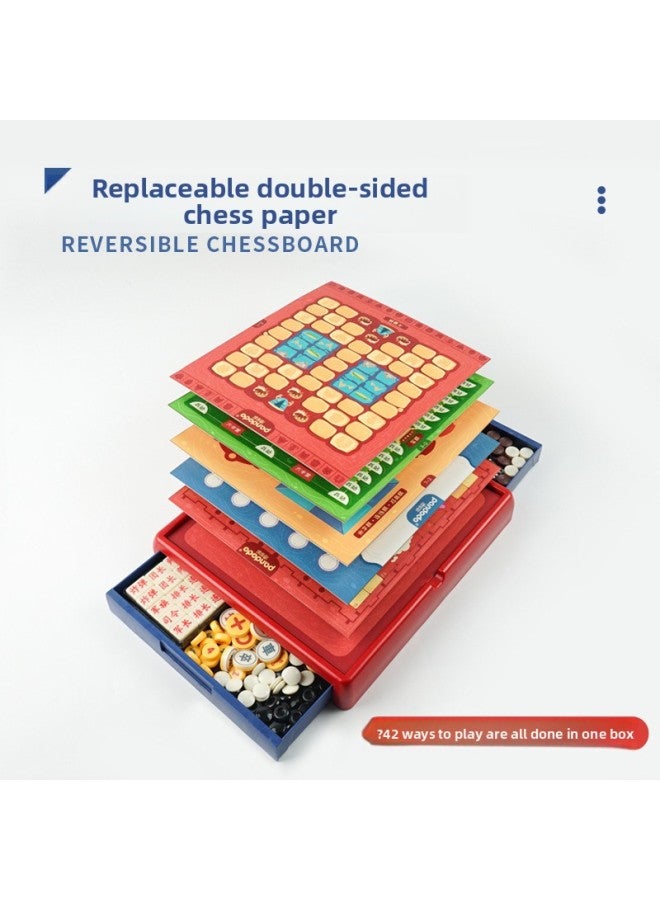 لعبة الشطرنج الطائرة للأطفال، لعبة الطاولة، 42 في 1، لعبة لوحة درج متعددة الوظائف، لعبة تنافسية - اللون: 28 في 1 لعبة شطرنج متعددة الوظائف