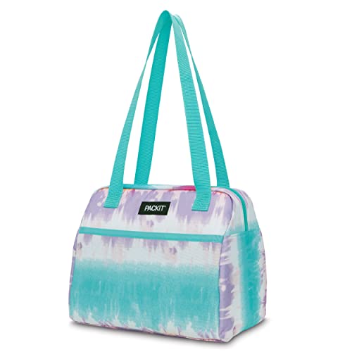 PACKIT حقيبة غداء هامبتون القابلة للتجميد من باكيت، بتصميم تTie Dye Sorbet، مزودة بتقنية EcoFreeze، قابلة للطي، قابلة لإعادة الاستخدام، بسحاب مع جيب أمامي وأحزمة كتف، مثالية للمراهقين والبالغين - Image 1