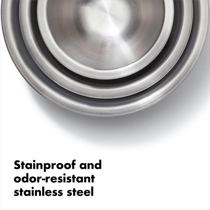 OXO OXO Good Grips 3-Piece Stainless Steel Mixing Bowl Set - Blue/Gray, 4.7L, Multi Size  - Image 4