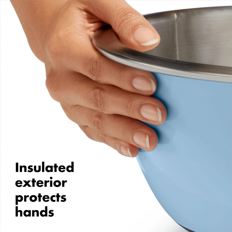 OXO OXO Good Grips 3-Piece Stainless Steel Mixing Bowl Set - Blue/Gray, 4.7L, Multi Size  - Image 3