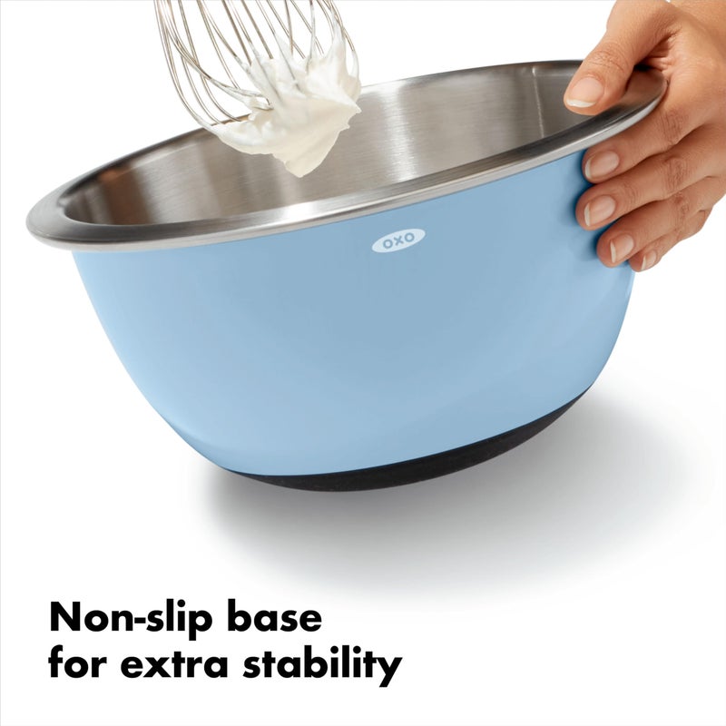 OXO OXO Good Grips 3-Piece Stainless Steel Mixing Bowl Set - Blue/Gray, 4.7L, Multi Size  - Image 5