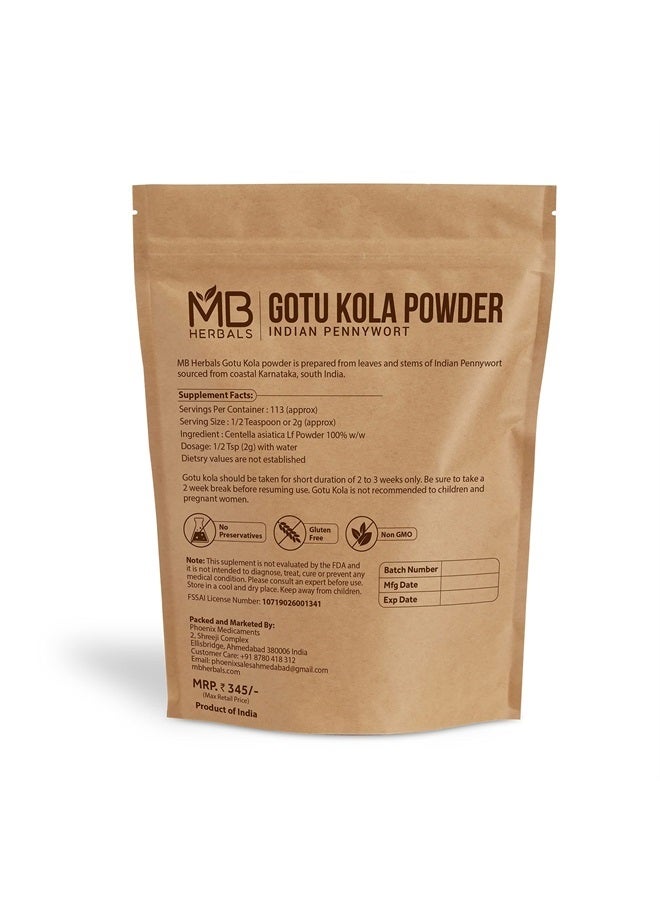 MB Herbals Gotu Kola Powder 227 Gram (0.5 lb / 8 oz) | Centella asiatica | Mandukaparni | Hair Care | Promotes Hair Growth - Image 2