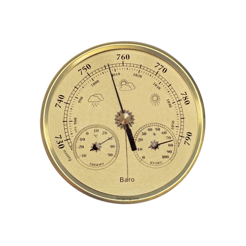 Barometer Metal Frame Household Cross-border E-Commerce Clock Crafts Barometer Sea Pressure Gauge Silver - Image 5