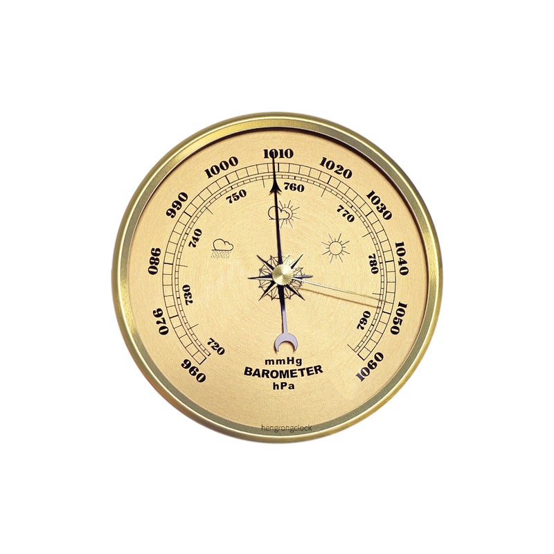 Barometer Metal Frame Household Cross-border E-Commerce Clock Crafts Barometer Sea Pressure Gauge Silver - Image 4