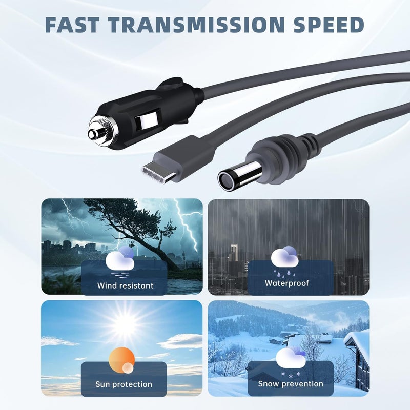 Zinweyton 3 in 1 Starlink Mini Cable 15FT/5M - USB C/Car Charger/DC to DC Power Replacement Waterproof - Image 4