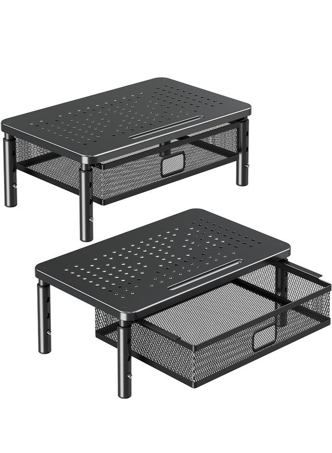 elived Elived 2 Pack Monitor Stand Riser With Metal Drawer