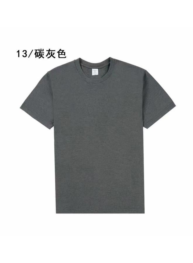 Song Feng Ya Heavy Pure Cotton Solid Color Short Sleeve Plus Size Loose Men's And Women's T-shirt Half Sleeve Round Collar Fashion Pullover Top 