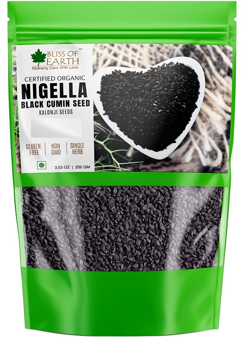 BLISS OF EARTH - Certified Organic Black Cumin Kalonji Nigella Seeds 250gm - Image 1