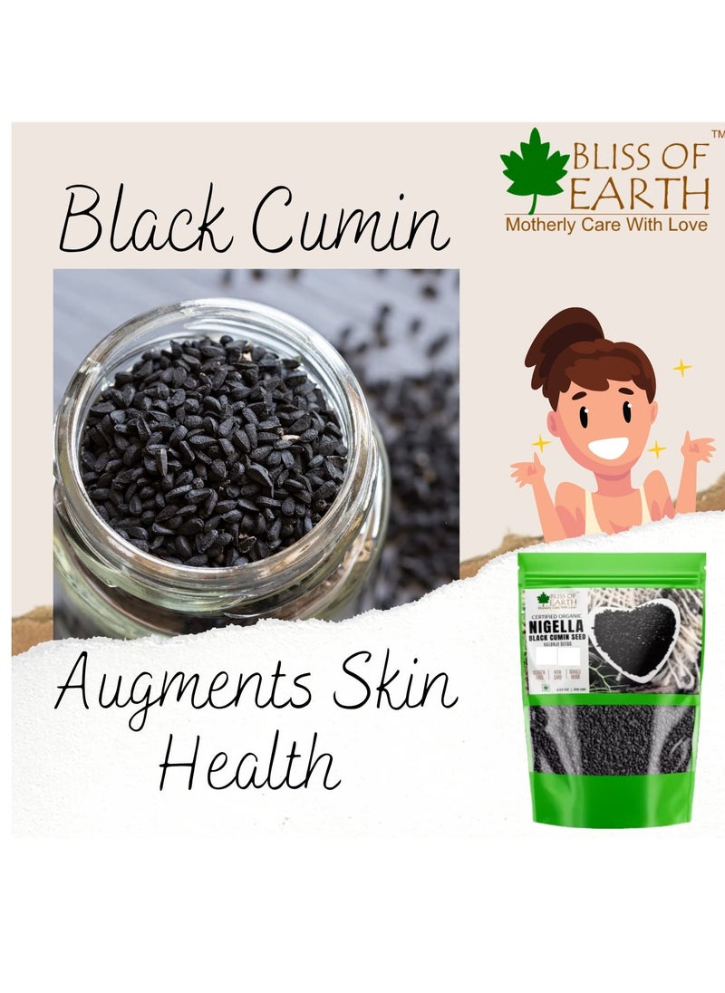 BLISS OF EARTH - Certified Organic Black Cumin Kalonji Nigella Seeds 250gm - Image 1