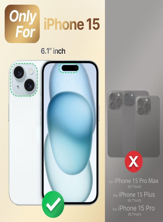 XYZ for iPhone 15 Case with Stand, Phone Case with Double Ring Kickstand, Women Girls Bling Luxury Protective Case Heart for iPhone 15, Black - Image 2
