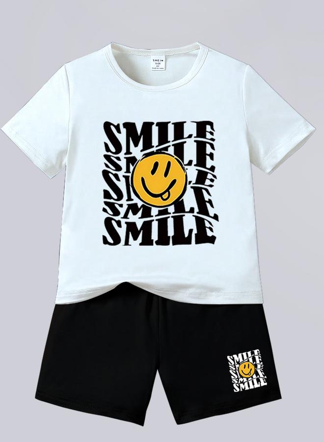 Take Two Boy Graphic Print T-Shirt with Shorts Set - Image 1