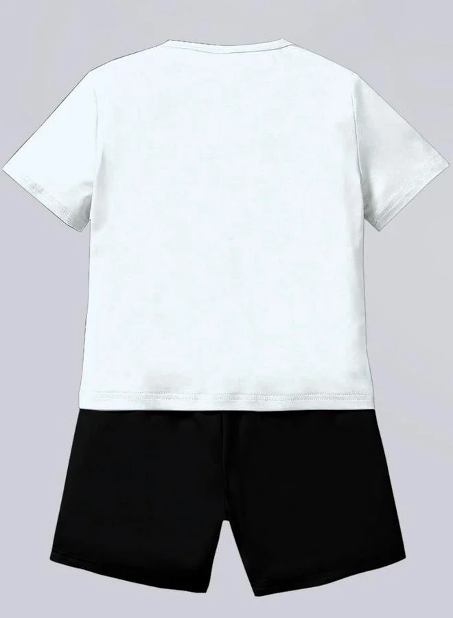 Take Two Take Two Boy Graphic Print T-Shirt with Shorts Set