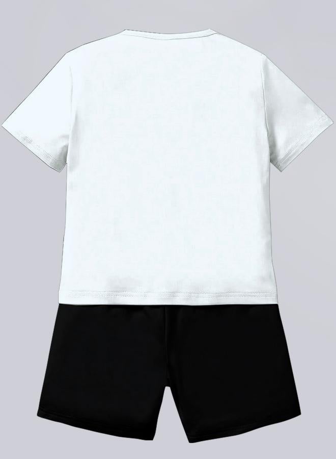 Take Two Boy Graphic Print T-Shirt with Shorts Set - Image 2
