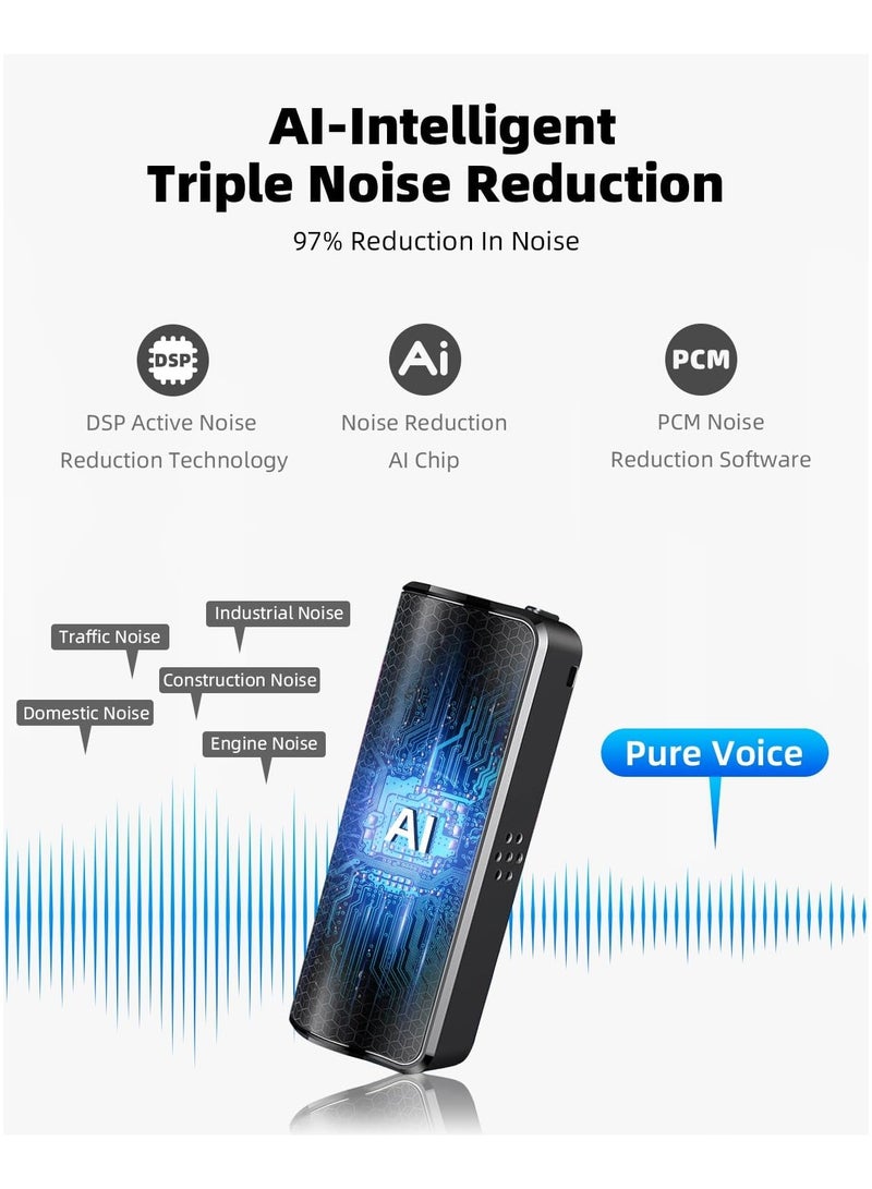 64G Magnetic Voice Recorder with AI-Intelligent Triple Noise Reduction,25 Days Continuous Recording Device,Voice Activated Audio Recorder,Digital Voice Recorder for Meetings/Interviews/Classroom… - Image 2