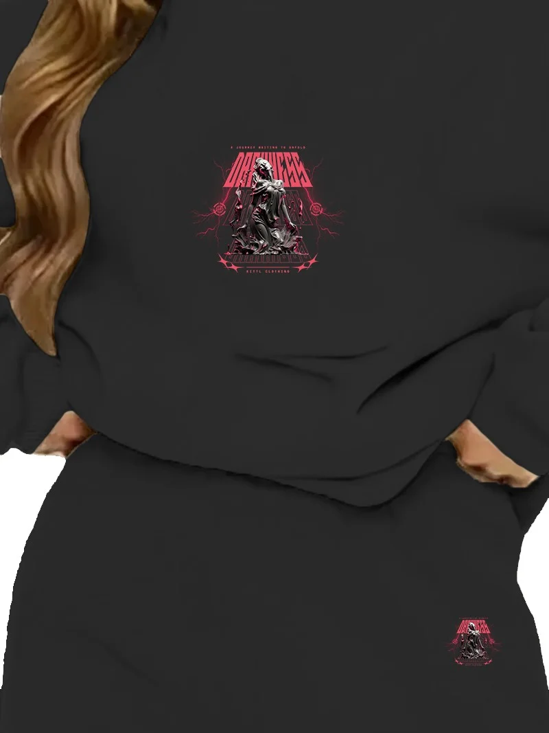 دوغ فش Tracksuit Darknessstreetwear Printed Plus Size Bottom Top Set