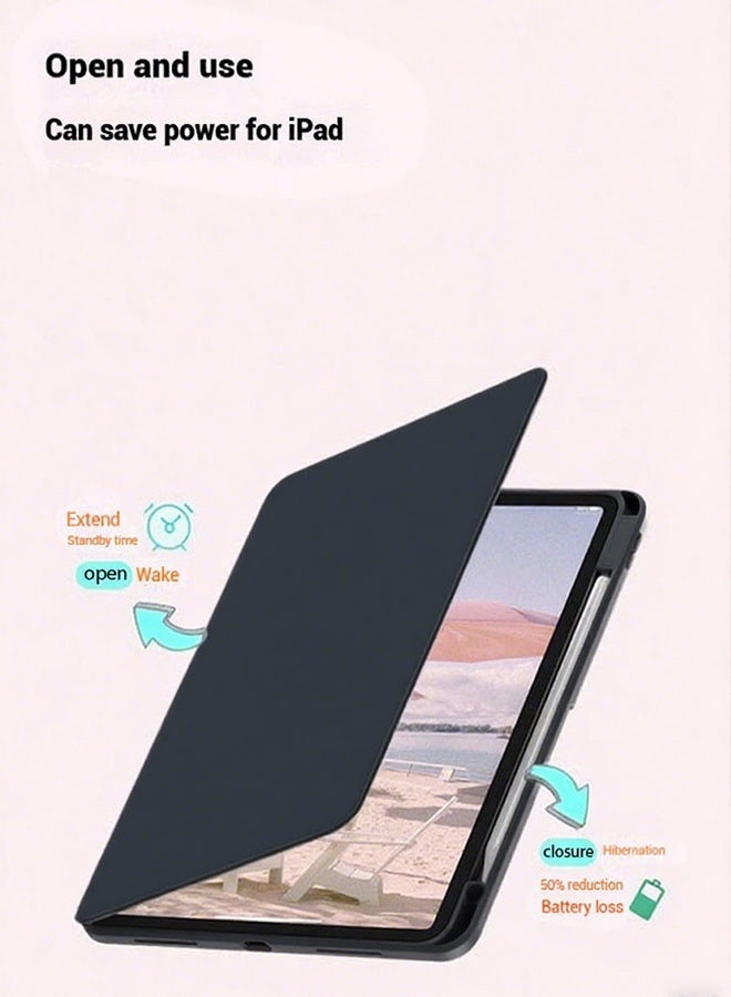 iPad 11th Generation Case (A16 2025) And iPad 10th 10.9 Inch Case With Pen Slot/Tablet 360° Rotating iPad Case/Auto Sleep/Wake Slim Stand/Transparent Tpu Protective Case/AED 29 Gift Set Anti-Glare Protective Film/Felt Tablet Pouch- Black - Image 3