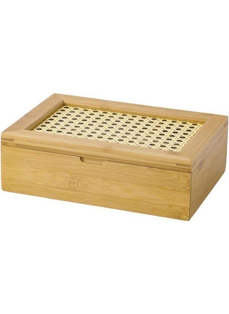 Digithome - Hazeran Bamboo Tea Box 6 Compartments with Lid Herbal Tea Storage Container Brown - C/11 C1-1-289 - Image 1