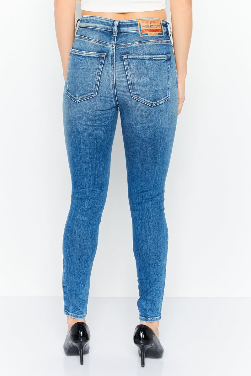 DIESEL Women Regular Fit Washed Stretchable Denim Jeans, Blue - Image 4